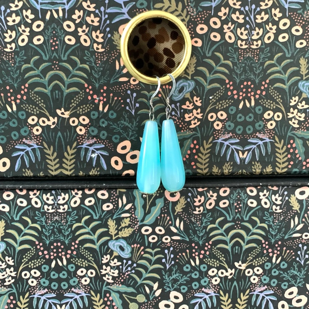 2/$20  Chalcedony and silver drop earrings